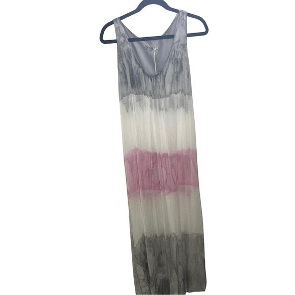 NWT Scandal Italy Silk Women's Tie Dye Maxi Dress Resortwear Vacation - Picture 1 of 7
